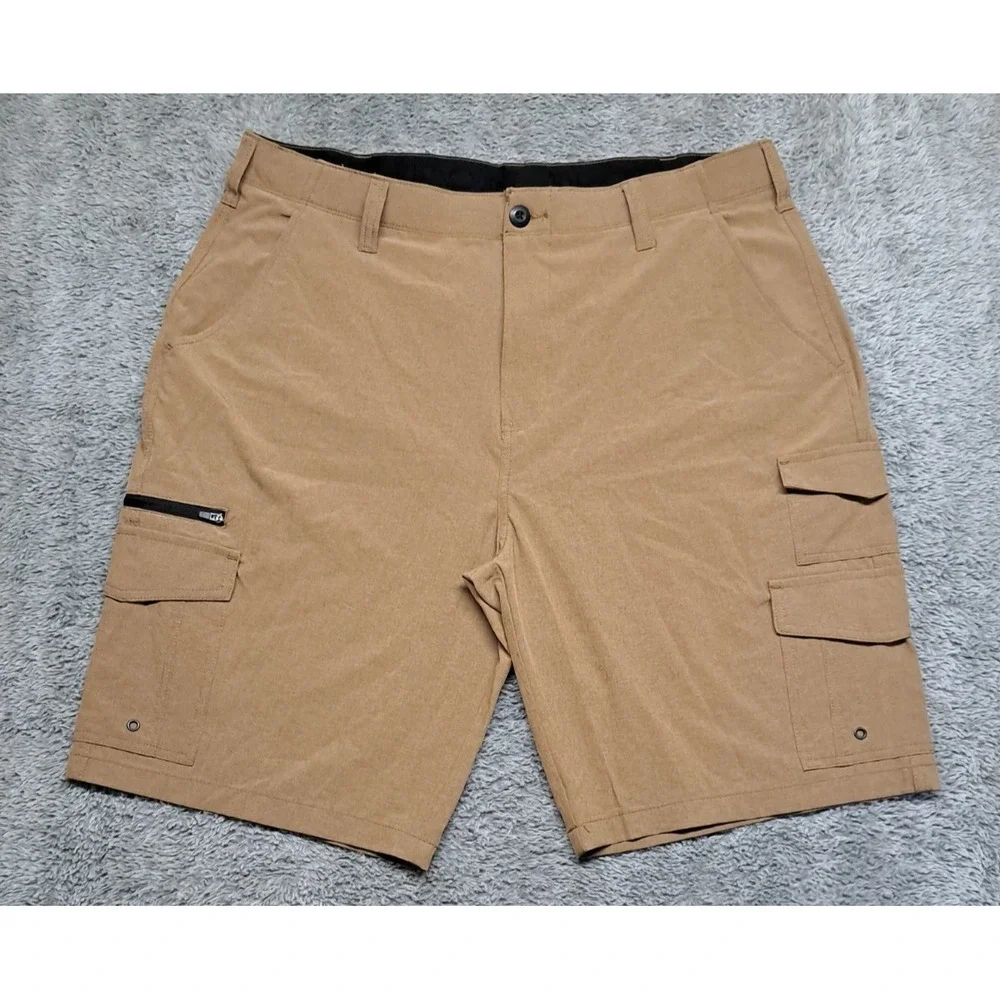 Iron Co. Cargo Shorts Mens Sz 38 Comfort Waistband Regular Fit Khakis Wicking